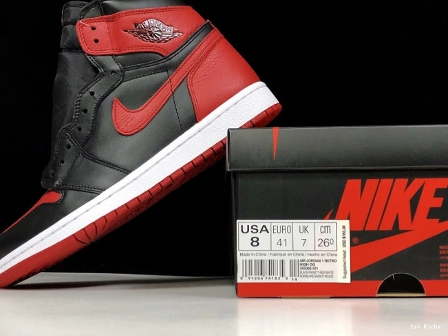 1st Kicks Shoes Banned Air 1 555088-001 High Jordan Retro OG 0725